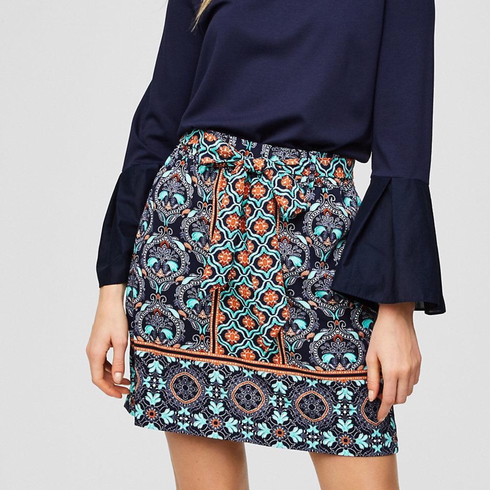 Floral tie waist skirt
